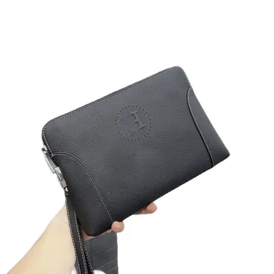 Men's Genuine Leather Clutch Bag, Large Capacity, Combination Lock - 6