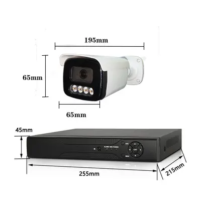4 Yol AHD Dış Mekan Su Geçirmez Gözetim Kamerası Tam Renkli HD Dış Mekan Akıllı Gözetim Seti Kit