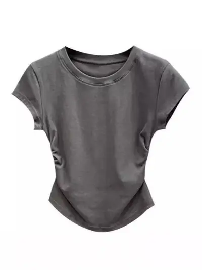 Trend Sleek Slimming Short Sleeve White Women's T-Shirt American Style Unique Gray Top Versatile Black Basic T-Shirt