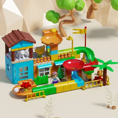 Building Block Set with Slide Track and Marble Run, Ages 3-6 - 5