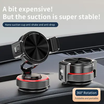 Magnetic Car Phone Holder with Vacuum Suction Dashboard Mount
