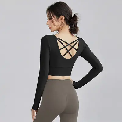 Women's Long Sleeve Yoga Top Set, Breathable, Pilates - 13