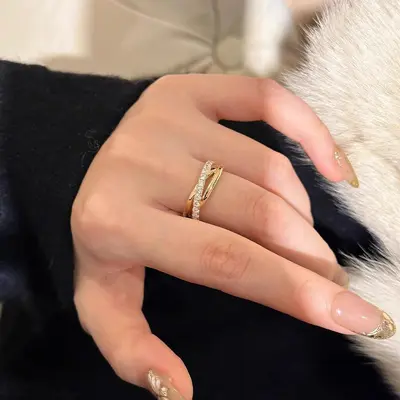 Three-ring micro-inlaid ring - 5