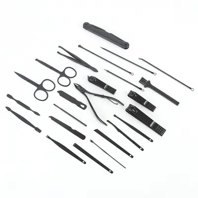 24-Piece Black Nail Scissors and Manicure Set