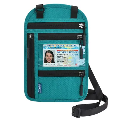 RFID neck wallet for travel documents and passport - 11