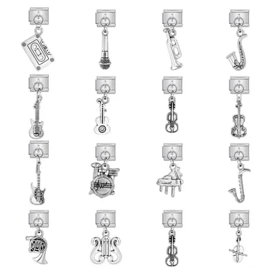 Musical instrument charm bracelet, Italian modular DIY style - 2