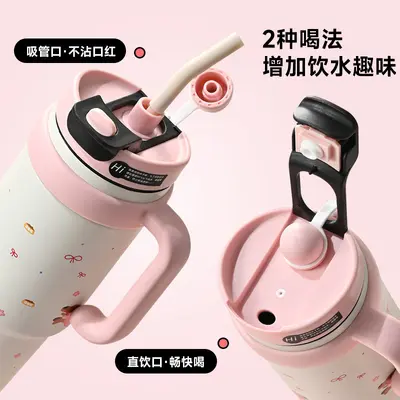 Insulated tumbler 1000ml with straw and carrying handle