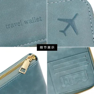 RFID pasaport tutucu, çok fonksiyonlu, fermuar, seyahat