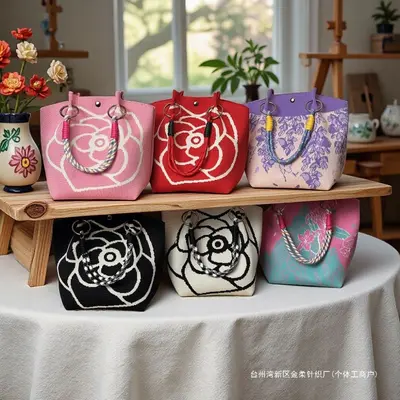 Große Strickhandtasche mit Umweltring-Design, Hochleistungs-Tragetasche im koreanischen Stil, Hochzeitsgeschenk-Tragetasche, Damen-Handtasche, Herstellergroßhandel