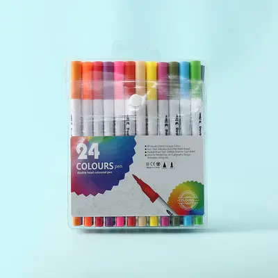 Çift uçlu suluboya kalem 120 renk yıkanabilir çevre dostu çocuk fırça seti öğrenci sanat boyama su bazlı kanca hattı kalem - 9