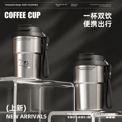 Einfache doppelwandige Kaffee-Thermoskanne 316 Edelstahl Kaffeebecher hochwertig tragbar Geschenk Wassertasse mit individueller Logo-Anpassung - 4