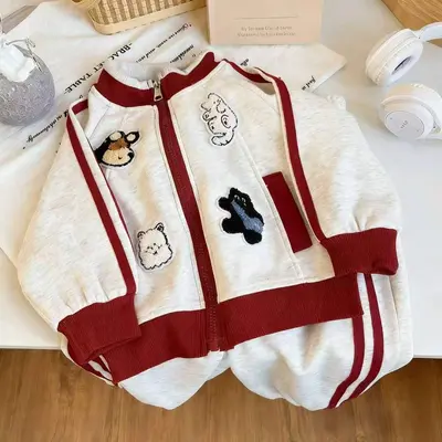 Children's sportswear set, raglan sleeves, towel embroidery, two-piece - 7