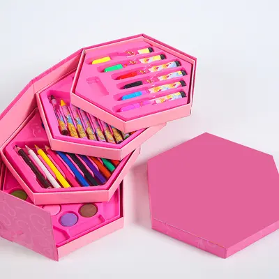 46-Piece Children's Art Set with 4-Layer Box and Colored Pencils - 5