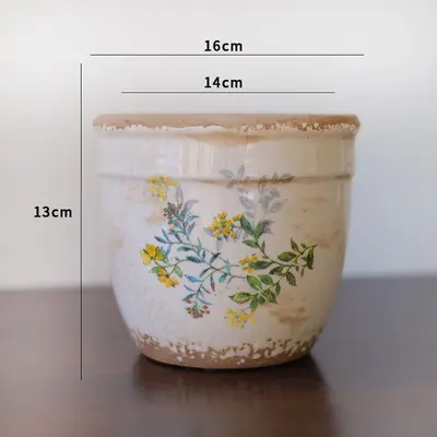 Retro Ceramic Planter Blue and White Porcelain Succulent Pot - 7
