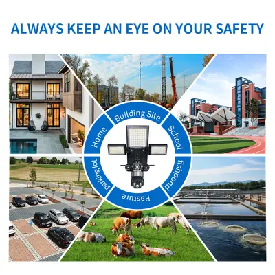 Factory Wholesale Outdoor Waterproof Security Surveillance 4G Triple Screen Smart Remote Control Solar Street Light Camera