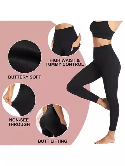 Women's Yoga Leggings with Pockets High Waist Tummy Control High Stretch - 5