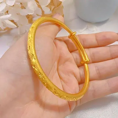 Thin sliding star pattern bracelet, solid gold-colored
