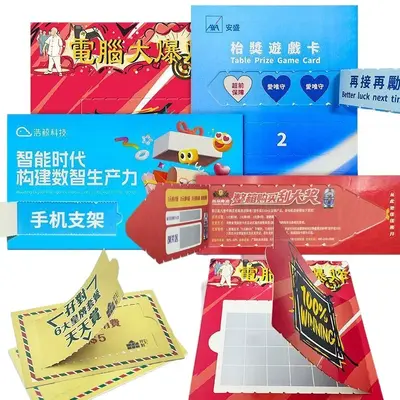 Scratch-Off Prize Cards, Printed Cardboard Lottery Tickets