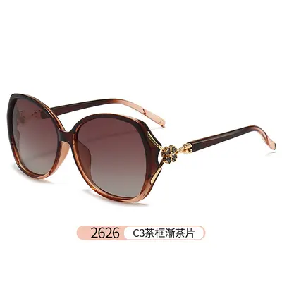 Polarized Four-Leaf Clover Large-Frame Retro Sunglasses for Women - 9