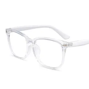 Women's Pink Square Frame Anti-Blue Light Glasses, Simple Design - 8