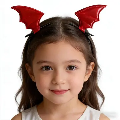 Halloween-Haarreif-Set mit Fledermaus-Klammern und Teufelshörnern