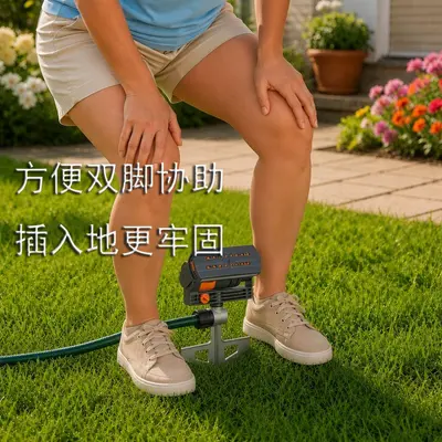 Ground Spike Oscillating Lawn Sprinkler with Adjustable Angle