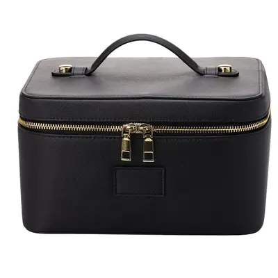 PU Leather Portable Makeup Bag with Compartments, Large Capacity - 2