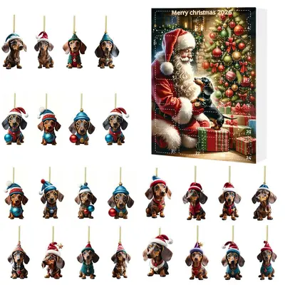 2026 Christmas Advent Calendar Blind Box with Acrylic Dachshund Pendant - 10