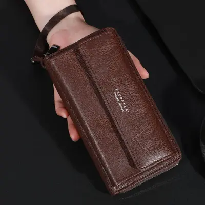 Long Men's Wallet, Solid Color, Lightweight for Daily Use - 3