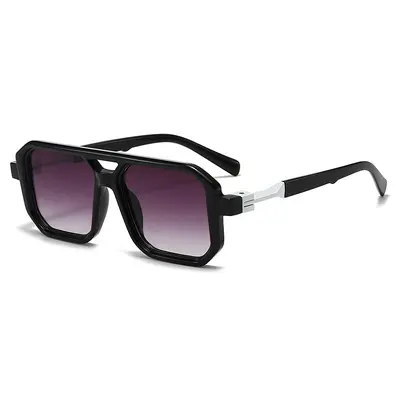 Retro Square Frame Double Bridge Sunglasses for Men and Women
