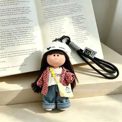 14cm Spanish Potato Doll Lanyard Doll Pendant Girl Key Ring Buckle Figure Toy Plush Doll Gift