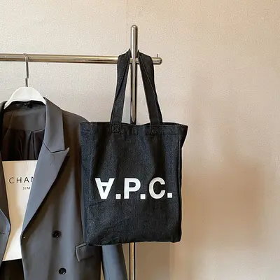 Large Capacity Canvas Tote Bag, Letter Print, Shoulder Bag - 6