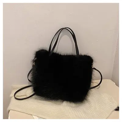 Kadın Peluş Tilki Kürklü Askılı Çanta Sonbahar Kış - 7