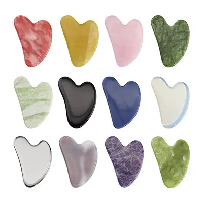 Doğal Jade Gua Sha Taşı Kalp Şekli Ev Kullanımı Masaj Cihazı Yüz İçin Özel Sınır Ötesi Sıcak Satış Sınır Ötesi Tedarik