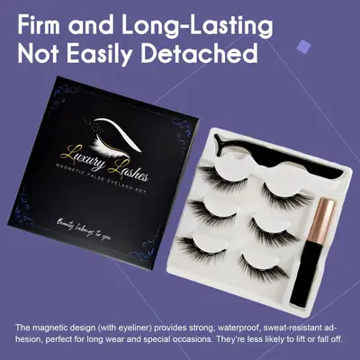 Glue-Free Five-Magnet False Eyelashes, Self-Adhesive - 7