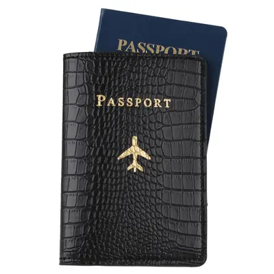 PU pasaport kılıfı, altın damgalı, el dikişli - 7
