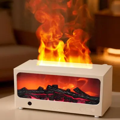 Ultrasonic Essential Oil Aroma Diffuser, 3D Fireplace Effect, Remote Control - 5
