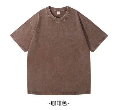 Washed Unisex Crew Neck T-Shirt, 220g Combed Cotton, Retro Loose Fit - 10