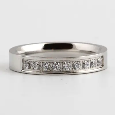 4mm zircon stainless steel ring, minimalist style