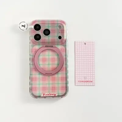 360-Grad-Ständer Handyhülle halbtransparent kariert für iPhone 17 Pro Max