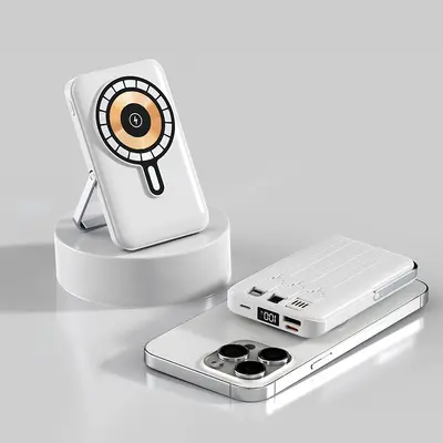 Ultraschnelle kabellose Powerbank mit Schnellladefunktion 20000 mAh, kompakte tragbare Mini-Powerbank mit kabelgebundener Magnetkraftquelle. - 9