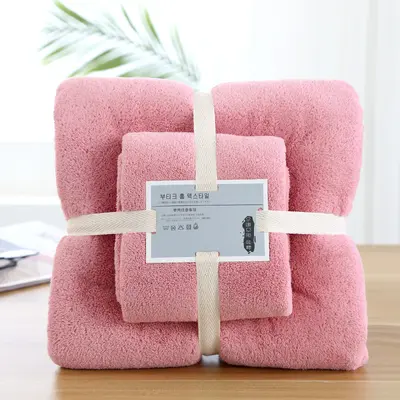 Manufacturer wholesale coral velvet towel bath towel gift set thickened mother-in-law towel set with printed logo - 13