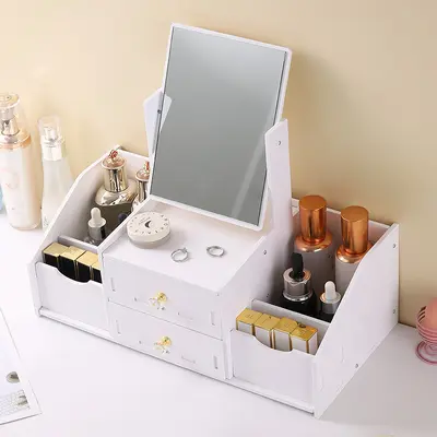 Drawer makeup mirror storage box, extra-large round mirror - 5