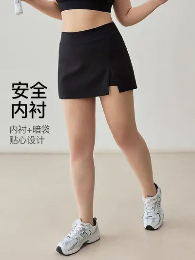 Women's High Waist Tennis Skirt with Shorts Yoga Sports Skirt Set