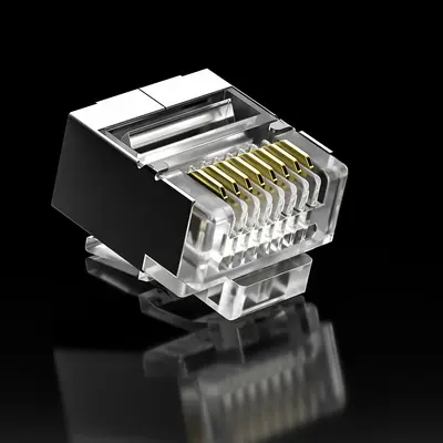 Kategori 6 RJ45 kristal uç, kısa gövde, korumalı 8P8C