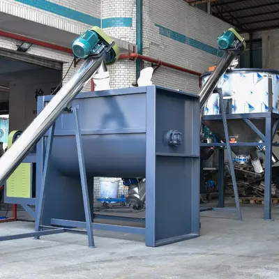 Horizontal ribbon mixer, dry powder spiral band blender