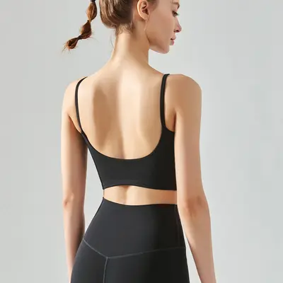Women's Yoga Vest, High Elasticity, Seamless, Open Back with Chest Pads - 5