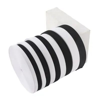 High-Elastic Knitted Polyester Elastic Band for Pants, Black and White - 6