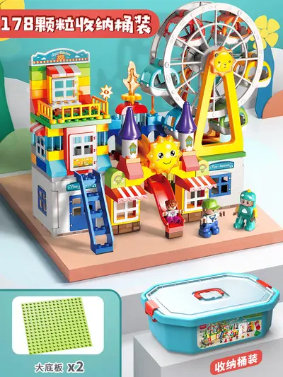 Large Particle Building Blocks, Amusement Park Castle and Ferris Wheel Scene - 10