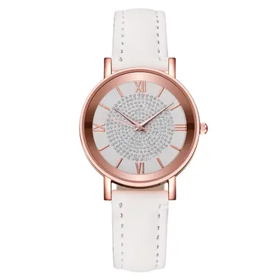 Kadın kuvars saati, deri kordon, rhinestone detaylı - 5